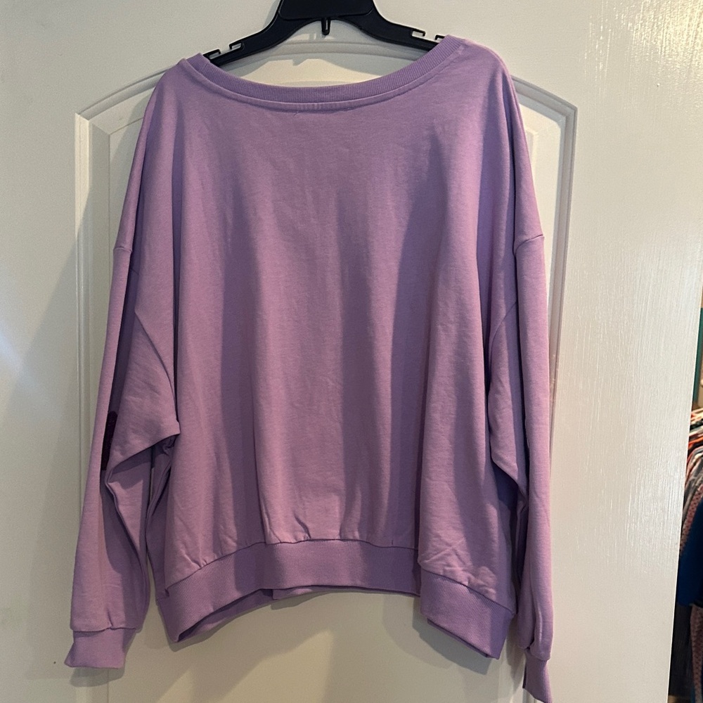 Peach Love California Purple Sequin Floral Sweatshirt - Picture 4 of 5